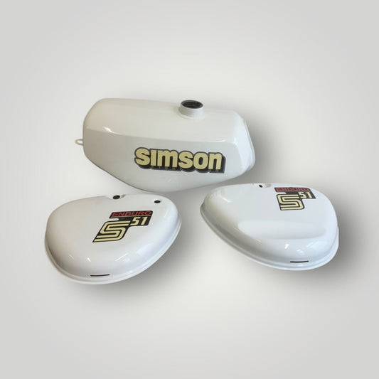 Simson Tank + Seitendeckel Weiß S51/S50/S70 Enduro – B - Ware Ersatzteile - simsonrausch