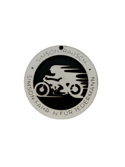 Runder Holz - Schlüsselanhänger mit SIMSON RAUSCH Logo – Stilvolles Accessoire für SIMSON - FANS - simsonrausch