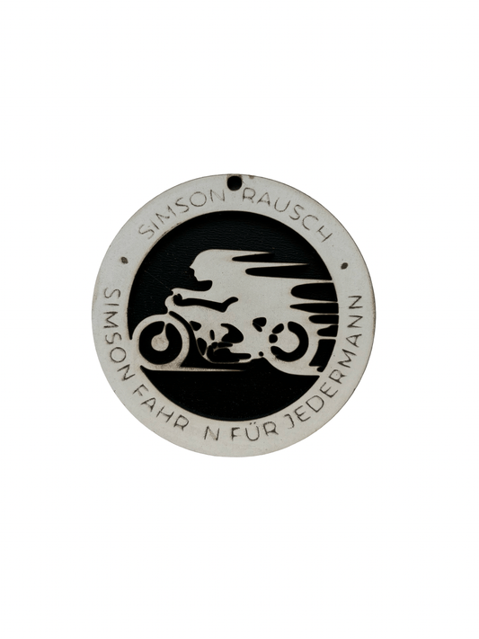 Runder Holz - Schlüsselanhänger mit SIMSON RAUSCH Logo – Stilvolles Accessoire für SIMSON - FANS - simsonrausch