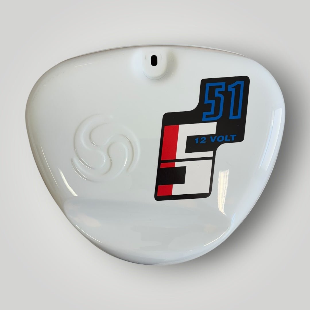 Simson Tank + Seitendeckel Weiß mit blau Stich S51/S50/S70 – B - Ware Ersatzteile - simsonrausch