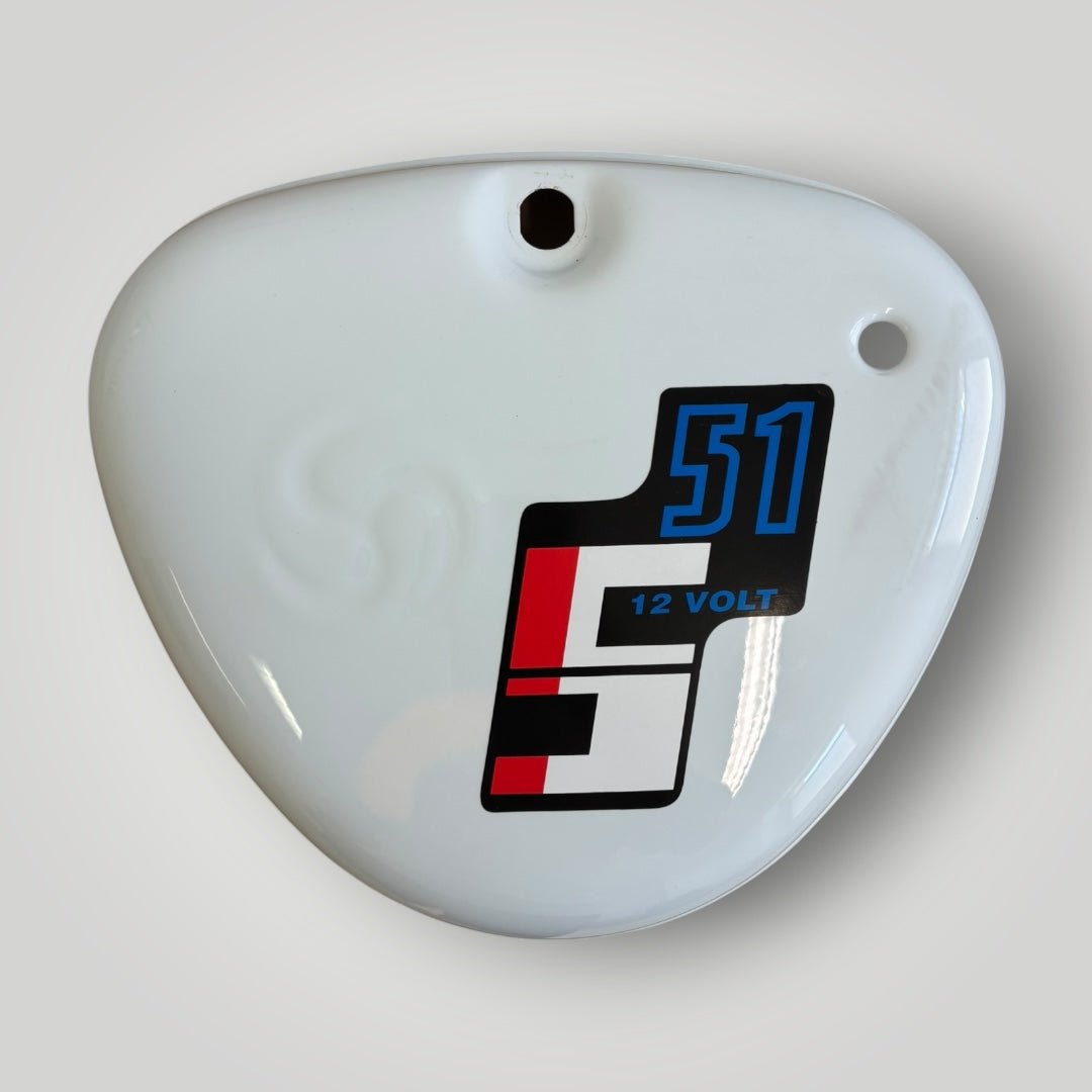 Simson Tank + Seitendeckel Weiß mit blau Stich S51/S50/S70 – B - Ware Ersatzteile - simsonrausch