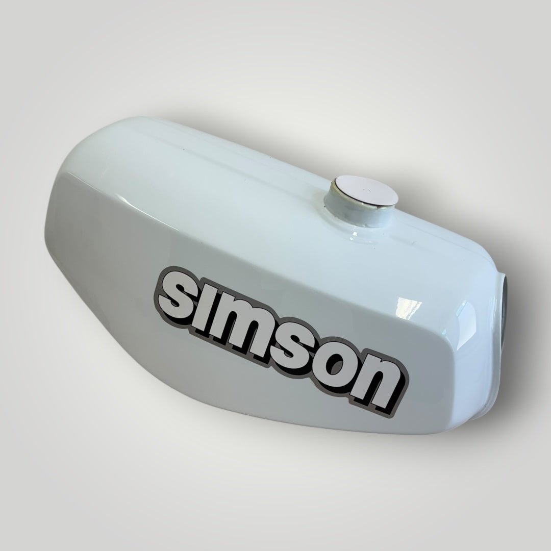 Simson Tank + Seitendeckel Weiß mit blau Stich S51/S50/S70 – B - Ware Ersatzteile - simsonrausch